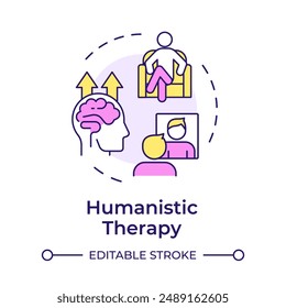 Humanistic therapy multi color concept icon. Self actualization, personal development. Round shape line illustration. Abstract idea. Graphic design. Easy to use in infographic, presentation