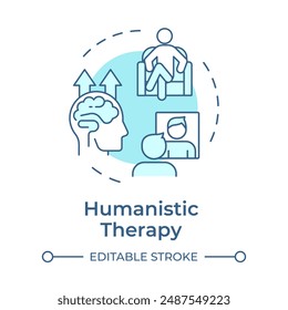 Humanistic therapy soft blue concept icon. Self actualization, personal development. Round shape line illustration. Abstract idea. Graphic design. Easy to use in infographic, presentation