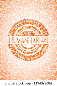 Humanitarian abstract orange mosaic emblem