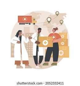 Humanitarian Aid Abstract Concept Vector Illustration. Healthcare Material Assistance, Independent Aid, Humanitarian Service, Charitable Giving, Help During Natural Disaster Abstract Metaphor.