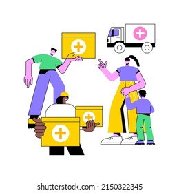 Humanitarian aid abstract concept vector illustration. Healthcare material assistance, independent aid, humanitarian service, charitable giving, help during natural disaster abstract metaphor.