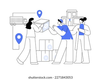 Humanitarian aid abstract concept vector illustration. Healthcare material assistance, independent aid, humanitarian service, charitable giving, help during natural disaster abstract metaphor.