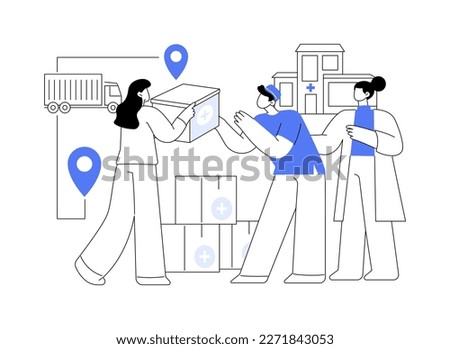 Humanitarian aid abstract concept vector illustration. Healthcare material assistance, independent aid, humanitarian service, charitable giving, help during natural disaster abstract metaphor.