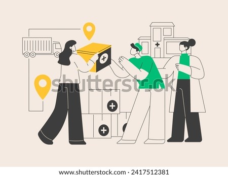 Humanitarian aid abstract concept vector illustration. Healthcare material assistance, independent aid, humanitarian service, charitable giving, help during natural disaster abstract metaphor.