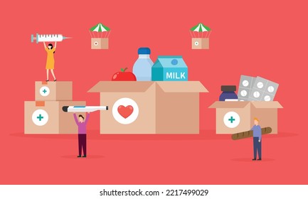 Humanitarian Aid, Food Donation for Poor People 2d vector illustration concept for banner, website, illustration, landing page, flyer, etc.