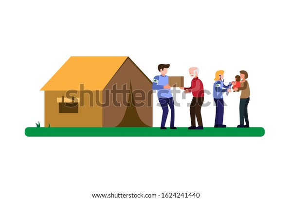 Humanitarian Aid Help People Disaster Volunteer Stock Vector (Royalty ...