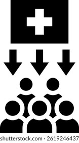 Ilustración vectorial de glifo de icono de ayuda humanitaria
