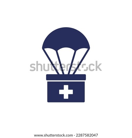 humanitarian aid icon with a parachute
