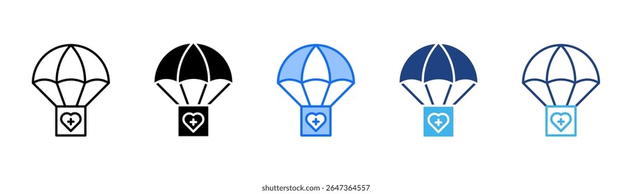 Humanitarian Aid icon set multiple style collection