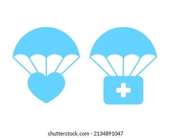 conjunto de iconos de ayuda humanitaria. Ilustración del vector
