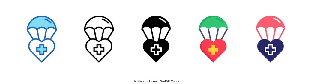 Humanitarian Aid Multiple Style Icon Set Collection.