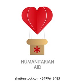 Ayuda humanitaria en paracaídas, ilustración de Arte vectorial.