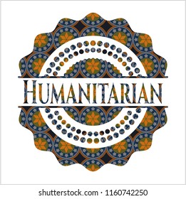 Humanitarian arabesque style badge. arabic decoration.