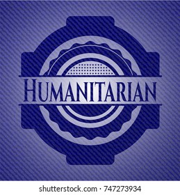 Humanitarian badge with denim texture