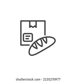Icono de línea de cuadro humanitario. signo de estilo lineal para concepto móvil y diseño web. Icono de vector de contorno de caja de donación de alimentos. Símbolo, ilustración del logotipo. Gráficos vectoriales