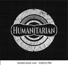 Emblema de tiza humanitaria, estilo retro, tiza o textura de pizarra