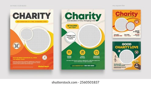 Humanitarian Charity social media and story bundle set template