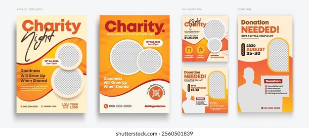 Humanitarian Charity social media and story bundle set template