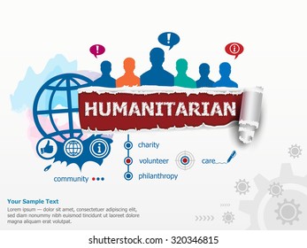 Humanitarian concept and group of people. Set of flat design illustration concepts for business, consulting, finance, management, career, human resources.  