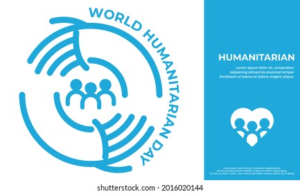 Humanitarian Day. Hand protecting people concept. Simple Background Vector Illustration Flat Style. Suitable for poster, cover, web, social banner, or flyer