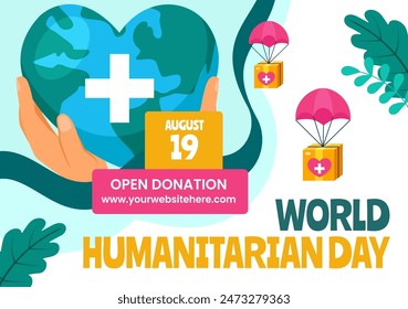 Humanitarian Day Social Media Background Flat Cartoon Hand Drawn Templates Illustration