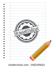 Humanitarian emblem drawn in pencil. Vector Illustration. Detailed.