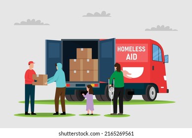 Humanitarian help for homeless people 2d flat vector illustration concept for banner, website, illustration, landing page, flyer, etc.