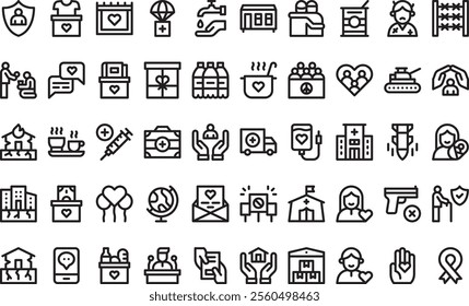 Humanitarian help icons High-Quality Vector Icons Collection with Editable Stroke. Ideal for Professional and Creative Projects.
