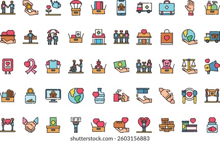 Humanitarian help icons High-Quality Vector Icons Collection with Editable Stroke. Ideal for Professional and Creative Projects.
