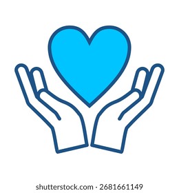Humanitäre Ikone in blau monochrome flache Design, Vektorgrafik