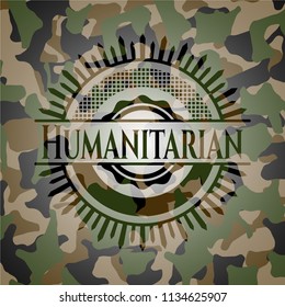 Humanitarian on camouflage texture