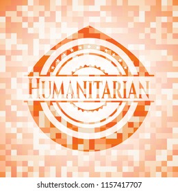 Humanitarian orange mosaic emblem with background