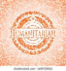 Humanitarian orange mosaic emblem. Vector Illustration. Detailed.
