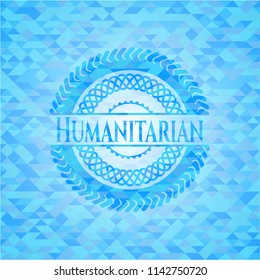 Humanitarian realistic sky blue emblem. Mosaic background