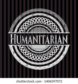 Humanitarian silver emblem. Vector Illustration. Mosaic.