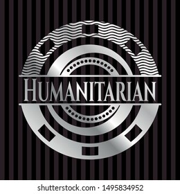 Humanitarian silvery badge or emblem. Vector Illustration. Mosaic.