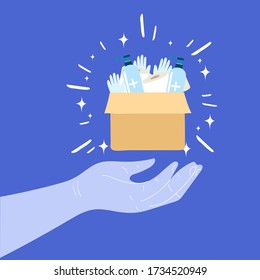 Humanitarian Support, concept of charity and donation. Give and share your love to people. Volunteering vector illustration. 