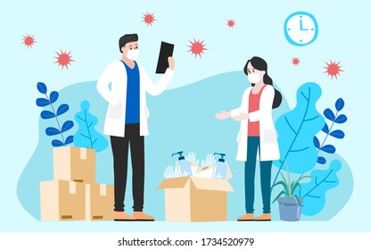 Humanitarian Support, concept of charity and donation. Give and share your love to people. Volunteering vector illustration. 