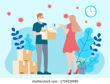 Humanitarian Support, concept of charity and donation. Give and share your love to people. Volunteering vector illustration. 