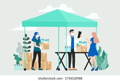 Humanitarian Support, concept of charity and donation. Give and share your love to people. Volunteering vector illustration. 