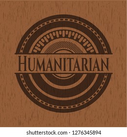 Humanitarian wooden emblem. Retro
