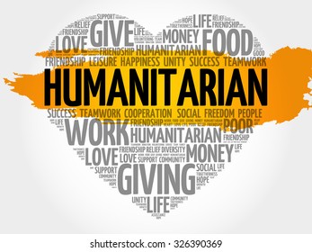 Humanitarian word cloud, heart concept