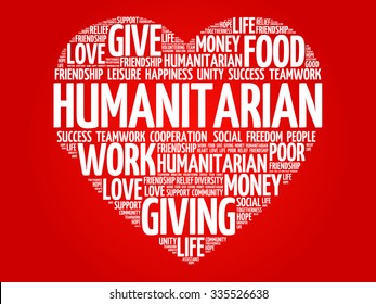 Humanitarian word cloud, heart concept