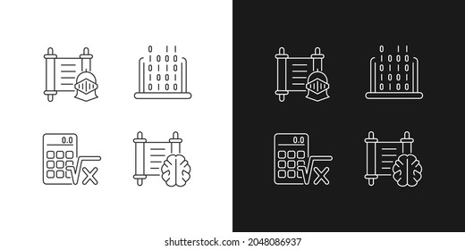 Humanities and applied subjects linear icons set for dark and light mode. History, philosophy lesson. Customizable thin line symbols. Isolated vector outline illustrations. Editable stroke