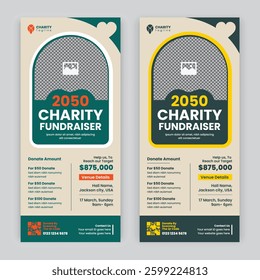 Humanities donation concept dl flyer and cards card design, Charity rack card design or charity fundraiser event dl Flyer leaflet and handbill design template