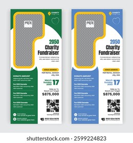Humanities donation concept dl flyer and cards card design, Charity rack card design or charity fundraiser event dl Flyer leaflet and handbill design template