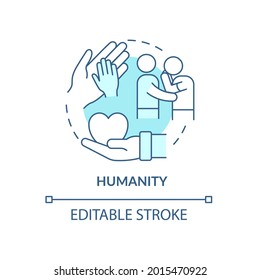 Humanity Against People Suffering Concept Icon. Empathy And Compassion In Emergency. Humanitarian Aid Base Abstract Idea Thin Line Illustration. Vector Isolated Outline Color Drawing. Editable Stroke