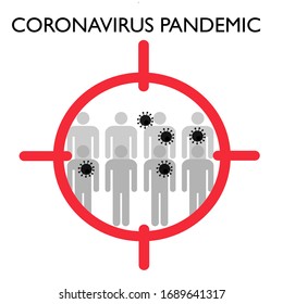 Humanity is being targeted by a virus. The concept of a coronavirus pandemic. Vector illustration