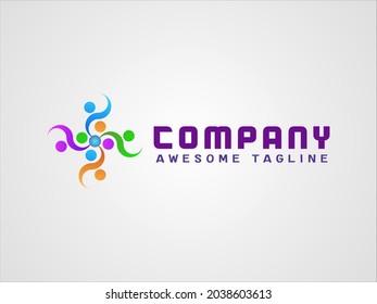 humanity care logo. Simple shape design with colorful symbolizing covers everyone.