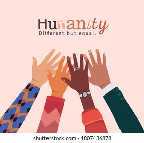 humanity different but equal and diversity hands touching each other design, people multiethnic race and community theme Vector illustration